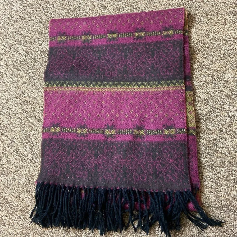 Vintage  Scarf Size 120X12” Burgundy